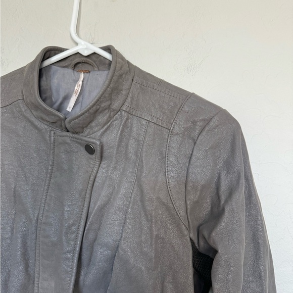 FREE PEOPLE Faux Leather Jacket In Steel Grey size 8 - Picture 4 of 13